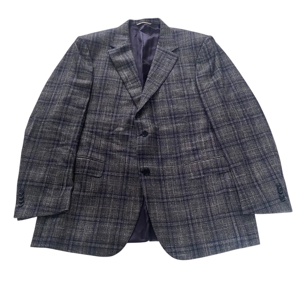 Canali Men’s Wool Cashmere and Silk Blend Blue Plaid Sport Blazer Size L